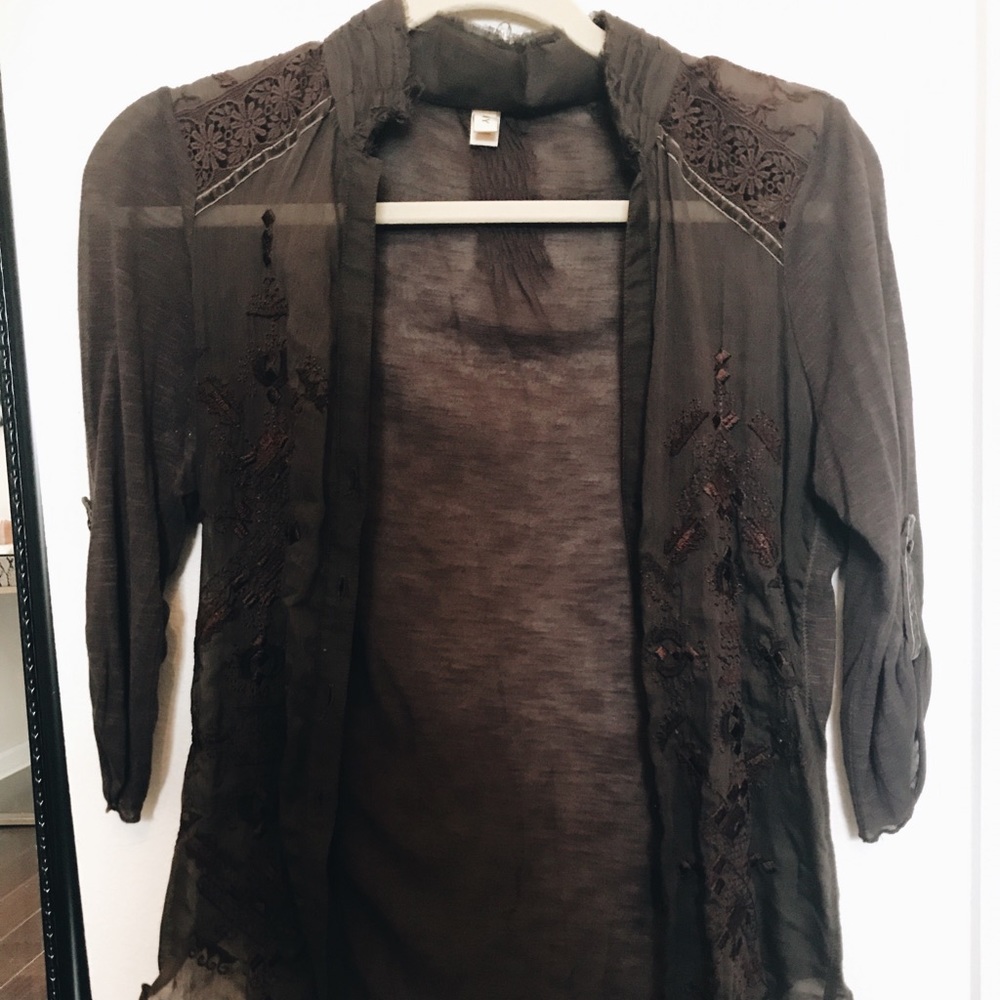 Brown button down shirt